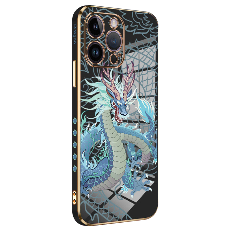 

Rzants Für Iphone 12 Pro 6,1 Zoll Elektroplierendes Chinesisches Drachenmuster Telefonabdeckungsschutz Weiche TPU -hülle - Schwarz, iPhone 12 Pro