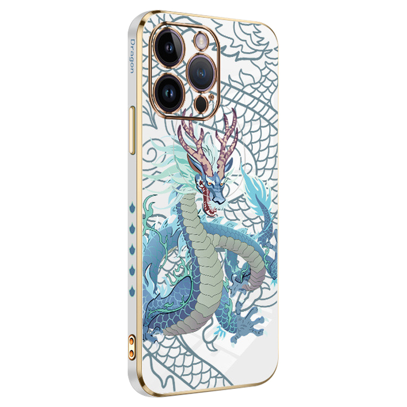 

Rzants Für Iphone 12 Pro Max 6,7 Zoll Flexible TPU -telefonhülle Chinesische Drachenmuster Elektroplierend Schutzabdeckung - Weiss, iPhone 12 Pro Max