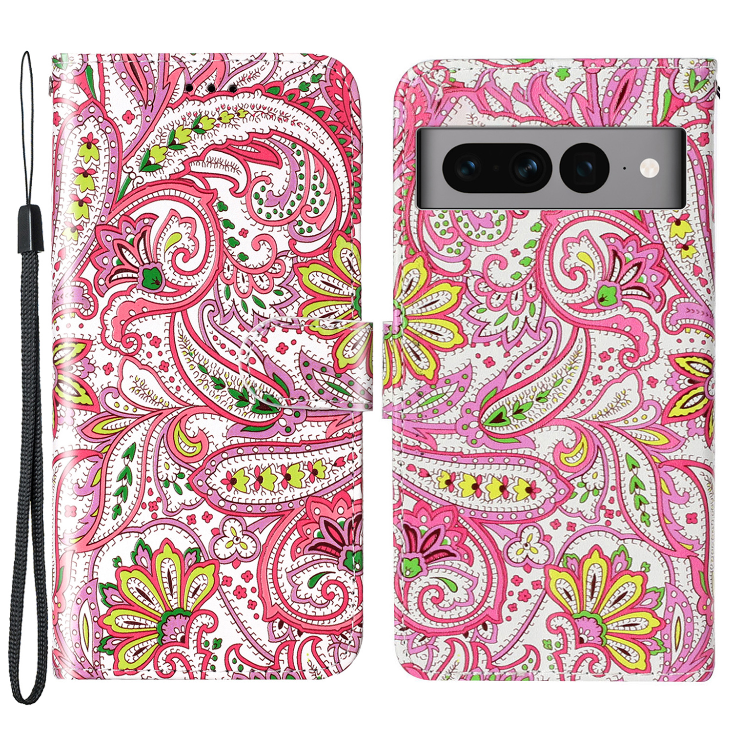 

Für Google Pixel 7 Pro 5G Muster Druckleder-brieftaschenabdeckung Flip Ständer Drop-proof-telefonhülle - Blume, Google Pixel 7 Pro 5G