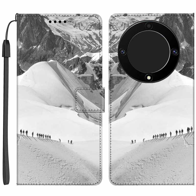 

Für Ehren X9a 5G PU Leder -telefon -hülle -muster Druckklappständer Brieftaschenabdeckung Mit Riemen - Snow Mountain Trip, Honor X9a 5G