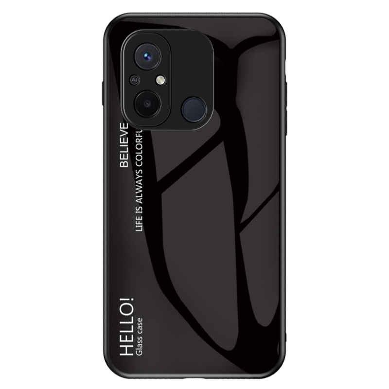 

Für Xiaomi Redmi 12C 4G Gradientenfarbe Phone Hülle Temperierte Glas+pc+tpu -abdeckung - Schwarz, Xiaomi Redmi 12C 4G