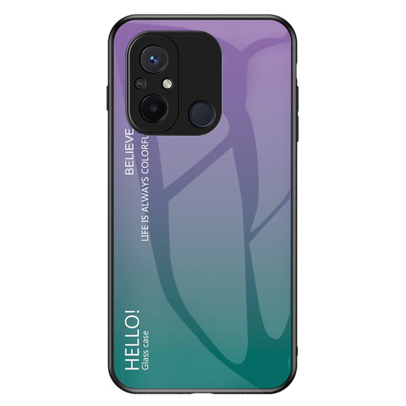 

Für Xiaomi Redmi 12C 4G Gradientenfarbe Phone Hülle Temperierte Glas+pc+tpu -abdeckung - Gradientenviolett, Xiaomi Redmi 12C 4G