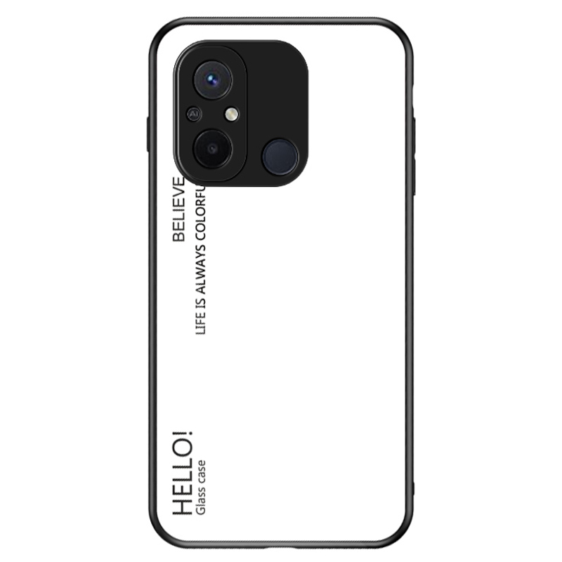 

Für Xiaomi Redmi 12C 4G Gradientenfarbe Phone Hülle Temperierte Glas+pc+tpu -abdeckung - Weiss, Xiaomi Redmi 12C 4G