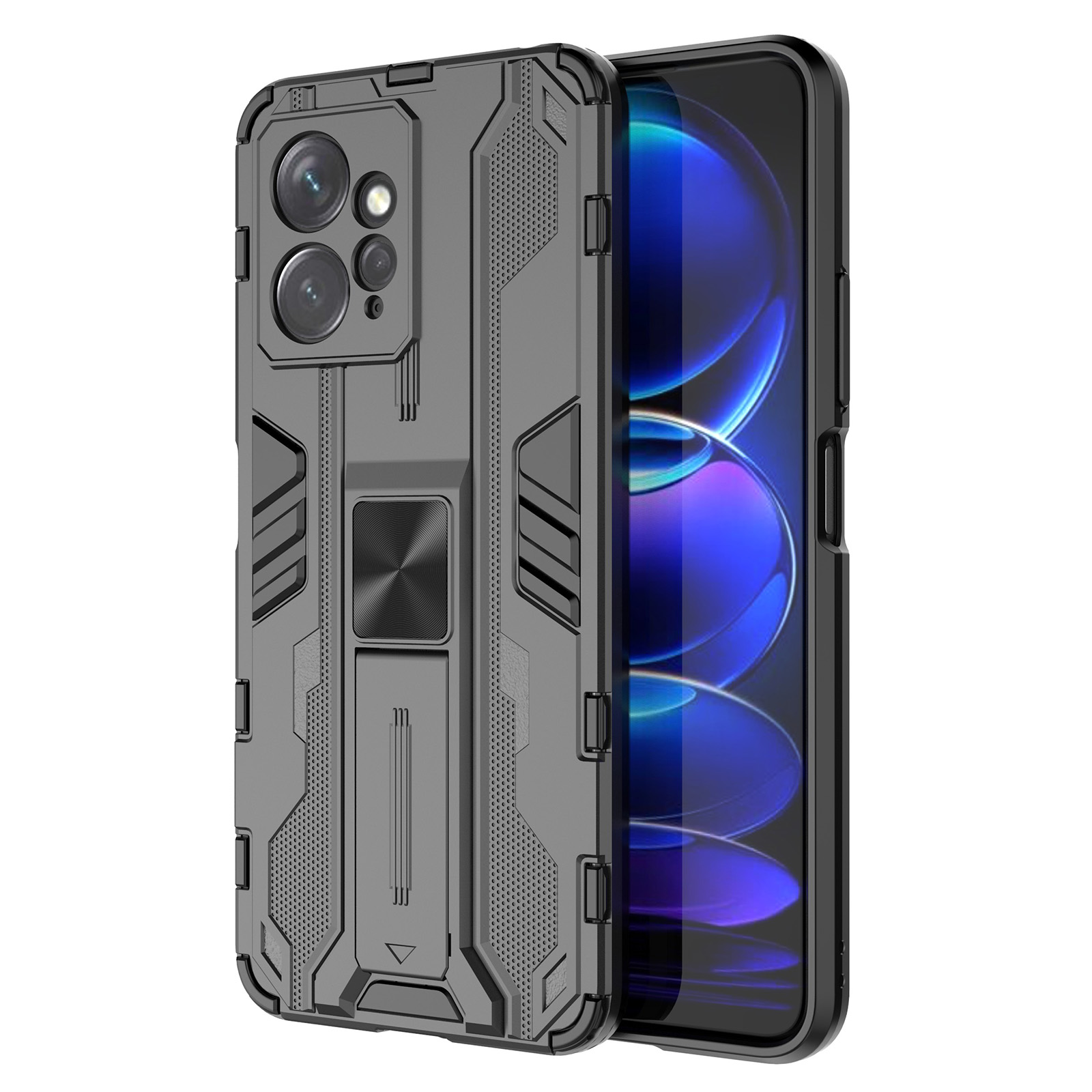 

Für Xiaomi Redmi Note 12 4G Kickstand -telefonhülle Hartes PC Soft TPU -mobiltelefonabdeckung - Schwarz, Xiaomi Redmi Note 12 4G