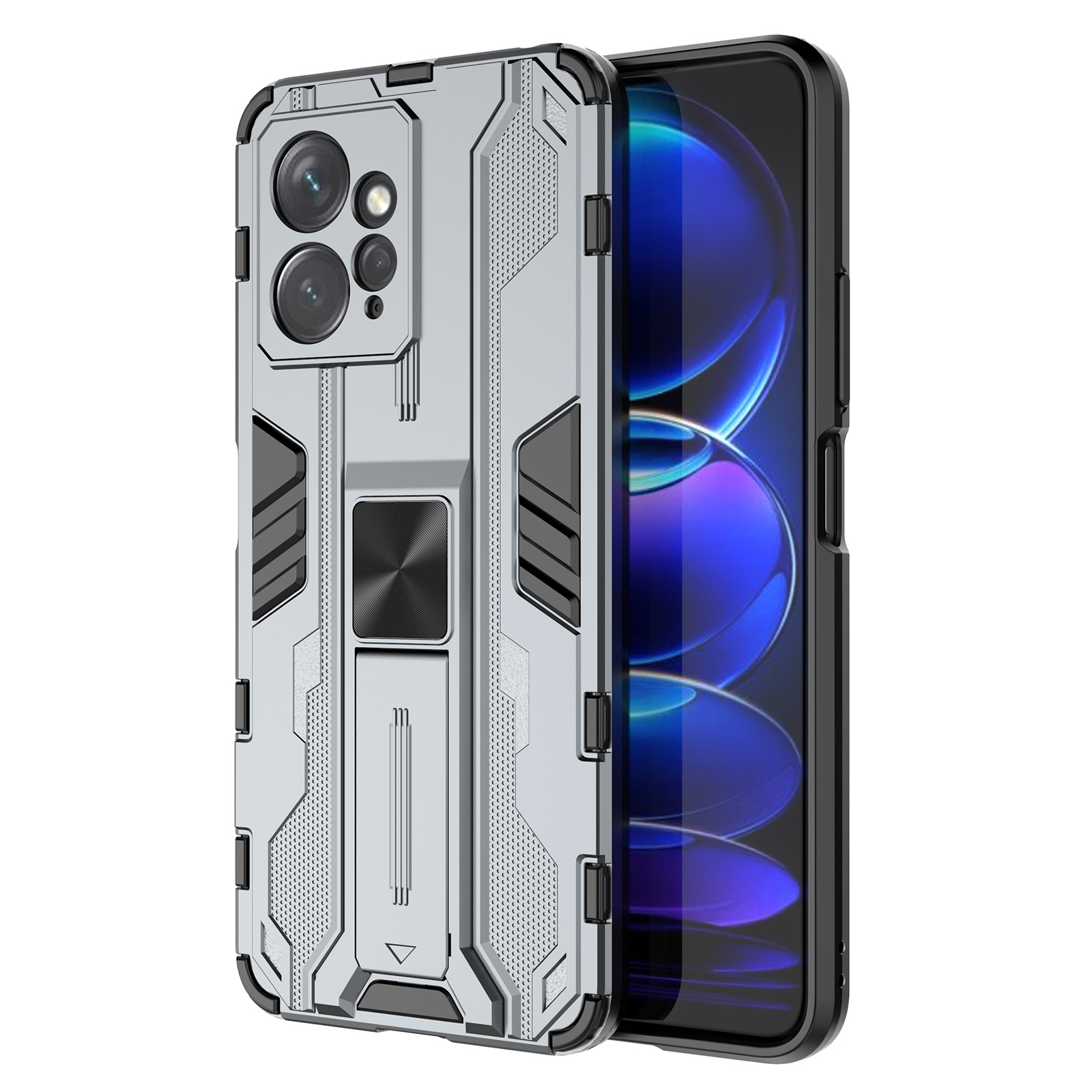 

Für Xiaomi Redmi Note 12 4G Kickstand -telefonhülle Hartes PC Soft TPU -mobiltelefonabdeckung - Grau, Xiaomi Redmi Note 12 4G