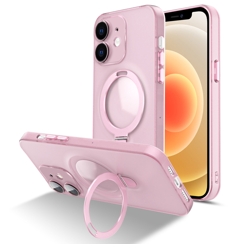 

Magnetische Matte Telefonhülle Für Oder Iphone 12, PC+TPU Glass Objektiv Beschützer Telefon -kickständer Cover - Rosa, iPhone 12