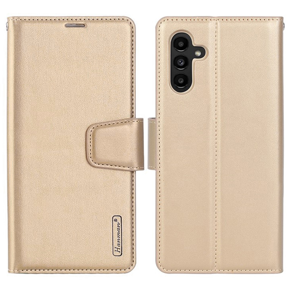 

Hanman Mill -serie Für Samsung Galaxy A34 5G PU Leder Telefon Hülle Wallet Smartphone Cover - Gold, Galaxy A34 5G