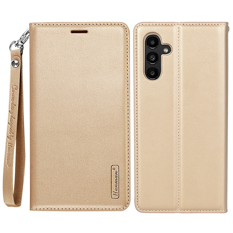 

Hanman Minor Series Stand Cover Für Samsung Galaxy A34 5G Fall-profis PU Leder Telefon Brieftasche Hülle - Gold, Galaxy A34 5G