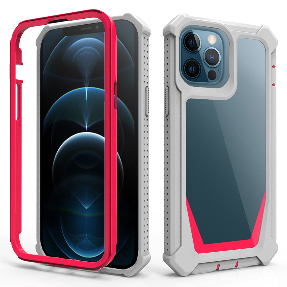 

Für Iphone 14 Pro Crystal Clear Phone Case Abnehmbare 2-in-1-tpu + Acryl-eckschutz-telefonabdeckung - Grau / Rose, iPhone 14 Pro