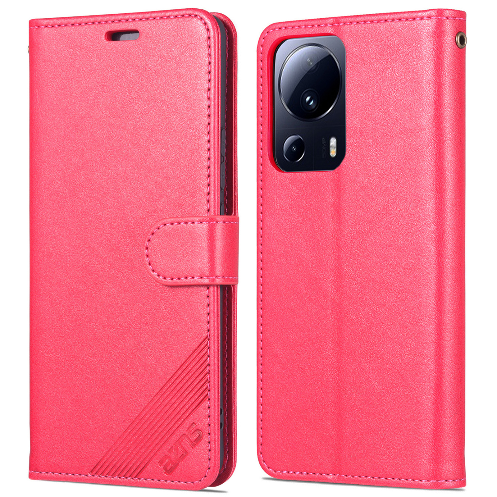 

Azns Für Xiaomi 13 Lite / Civi 2 5G Stand Telefonabdeckung PU Leder+tpu Brieftasche Telefonhülle - Rot, Xiaomi 13 Lite