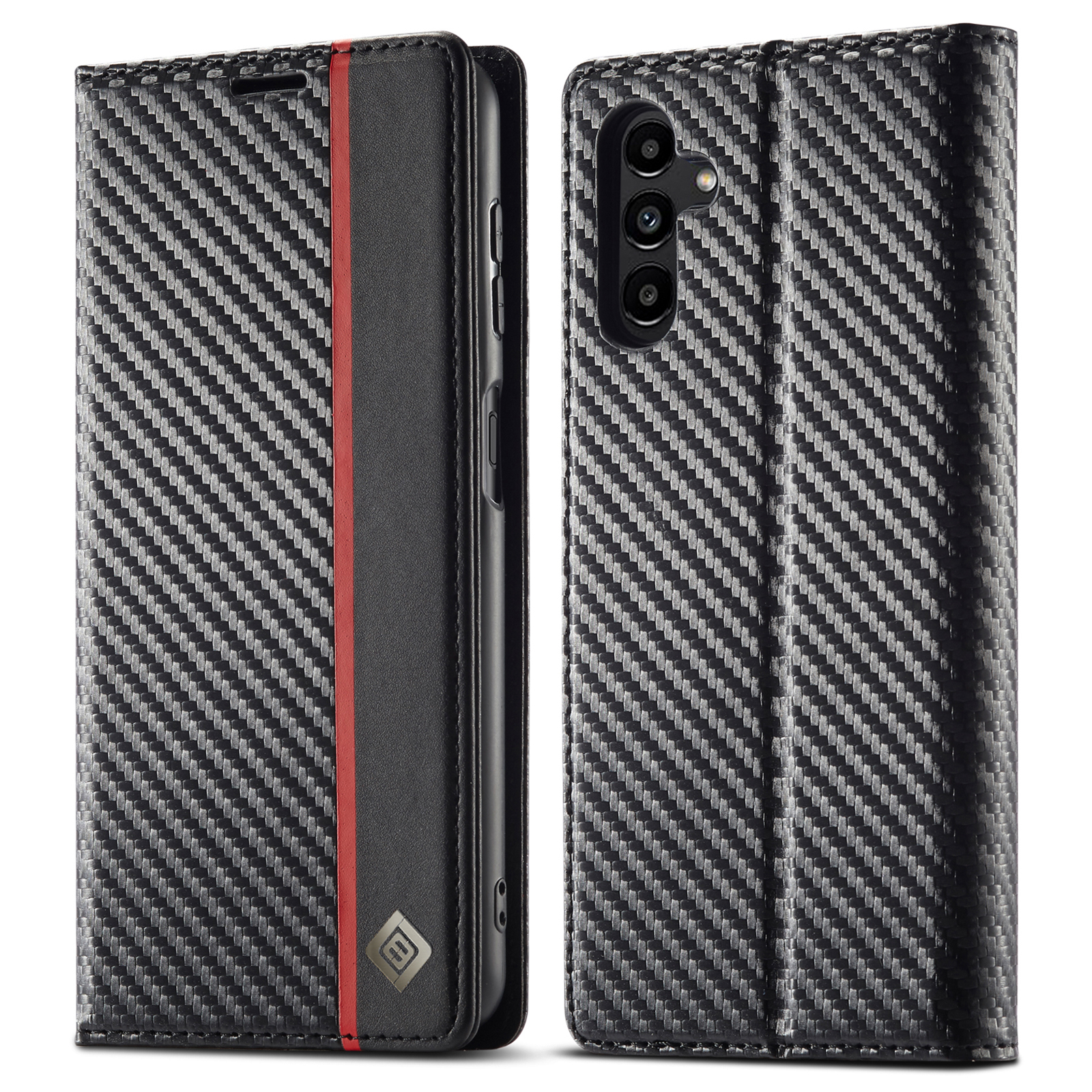 

Lc. Imeeke Für Samsung Galaxy A24 4G Wallet Stand Phone Hülle Carbonfaser Textur PU Lederabdeckung - Vertikaler Streifen, Galaxy A24 4G