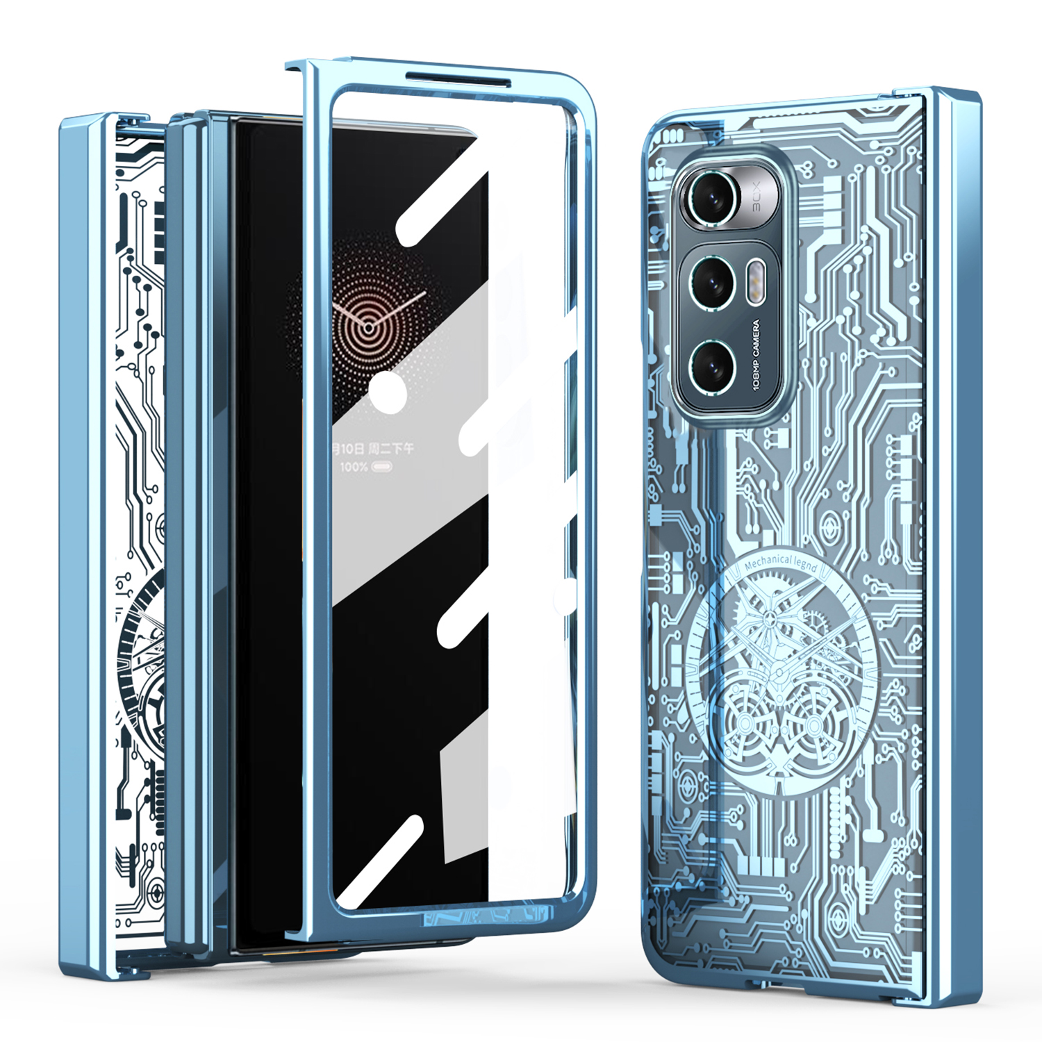 

Für Xiaomi Mi Mix Fold Mechanische Legende -serie Elektroplatte PC -klappphase Mit Temperamentvollem Glasfilm - Blau, Xiaomi Mi Mix Fold