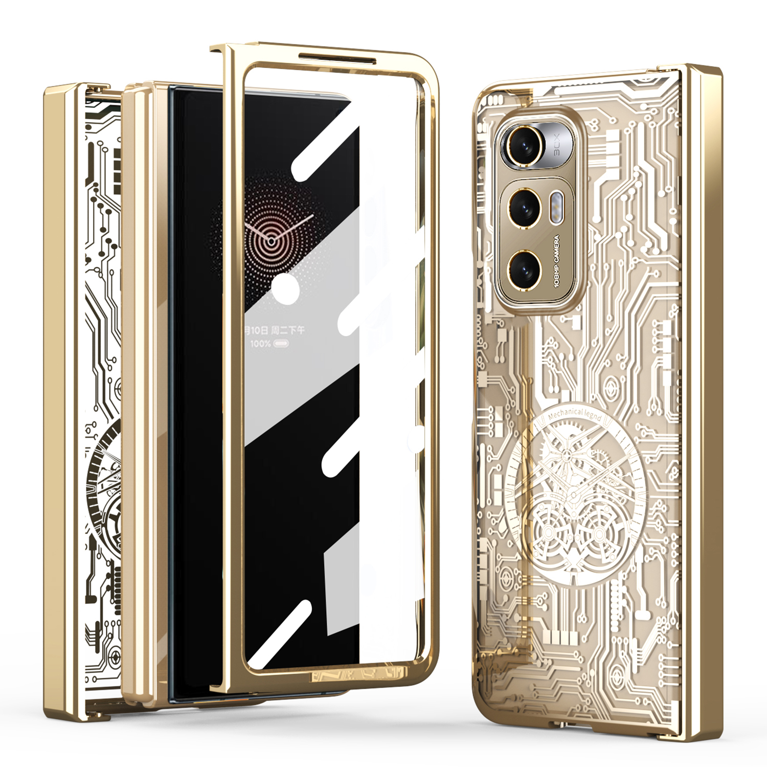 

Für Xiaomi Mi Mix Fold Mechanische Legende -serie Elektroplatte PC -klappphase Mit Temperamentvollem Glasfilm - Gold, Xiaomi Mi Mix Fold