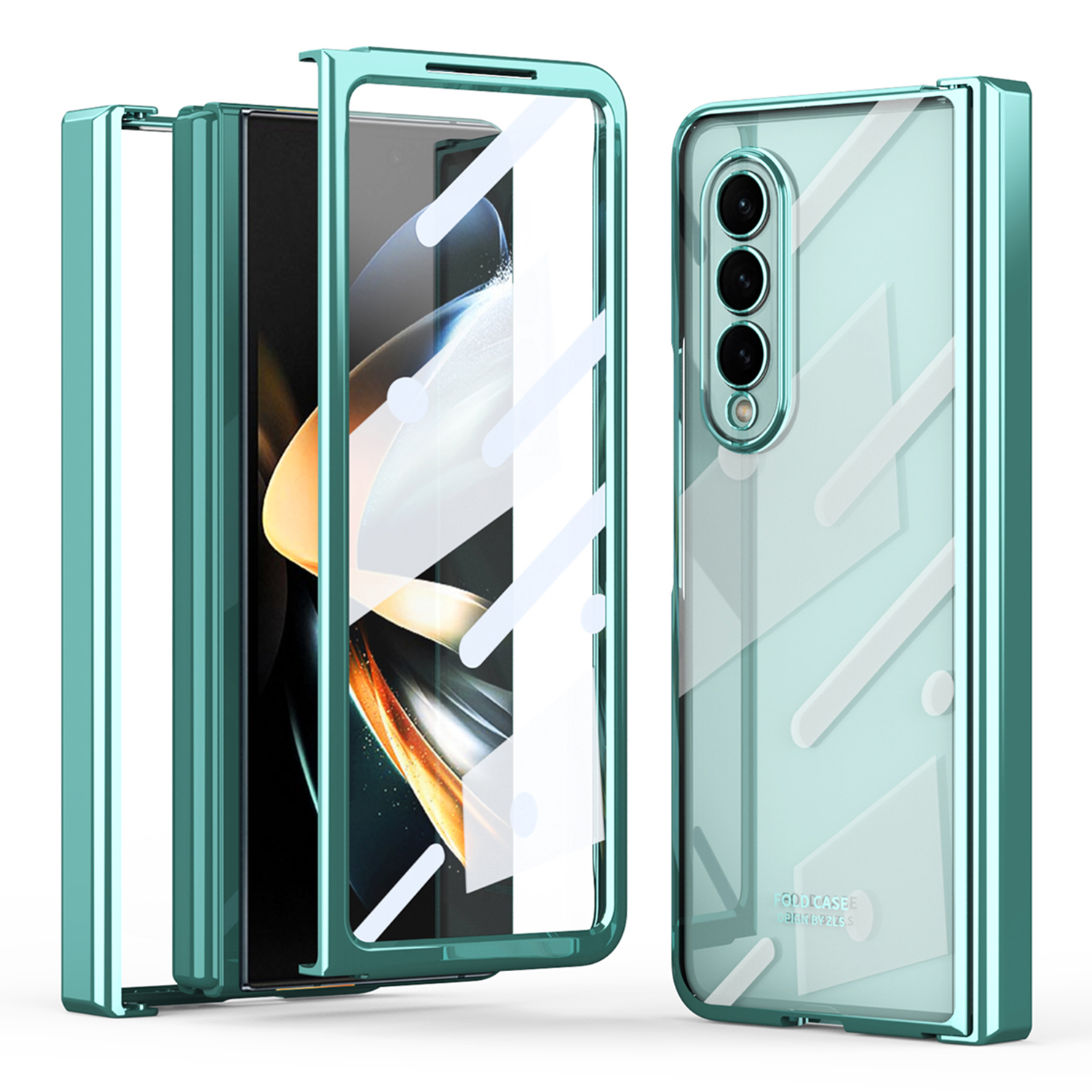 

Für Samsung Galaxy Z Fold4 5G Elektroplatten Hoher Transparenzfaltungshülle Mit Temperamentvollem Glasfilm - Grün, Galaxy Z Fold4 5G