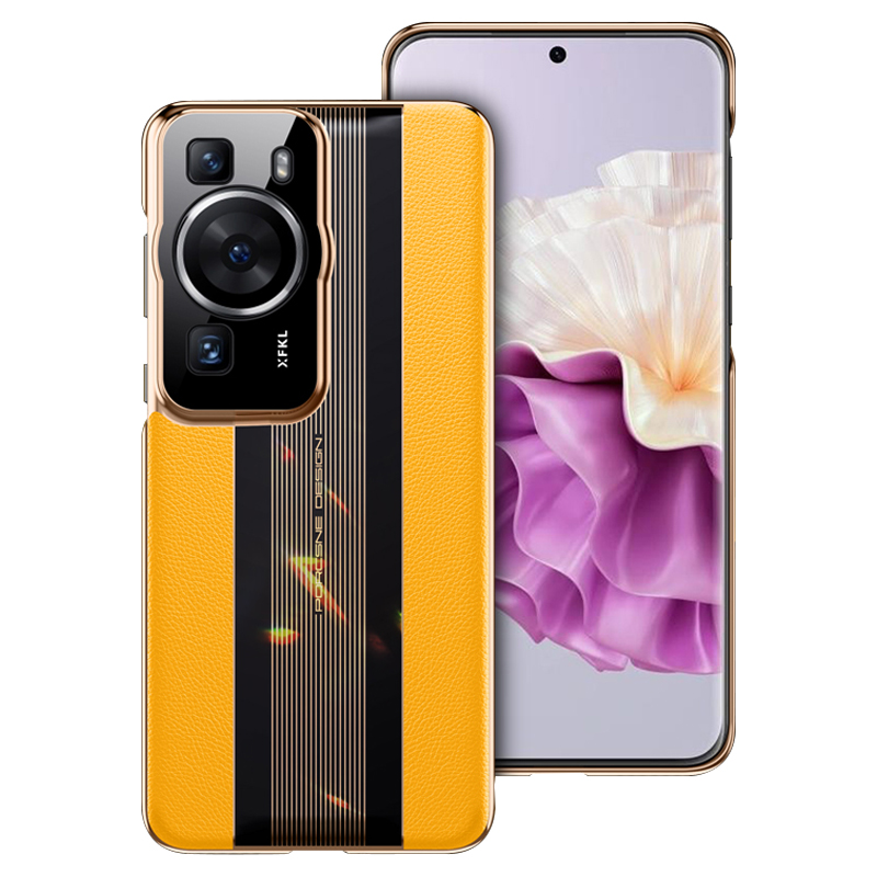 

Anti-drogen-pu-leder-pc-telefonhülle Für Huawei P60 Schockfeste Mobiltelefonabdeckung - Gelb, Huawei P60