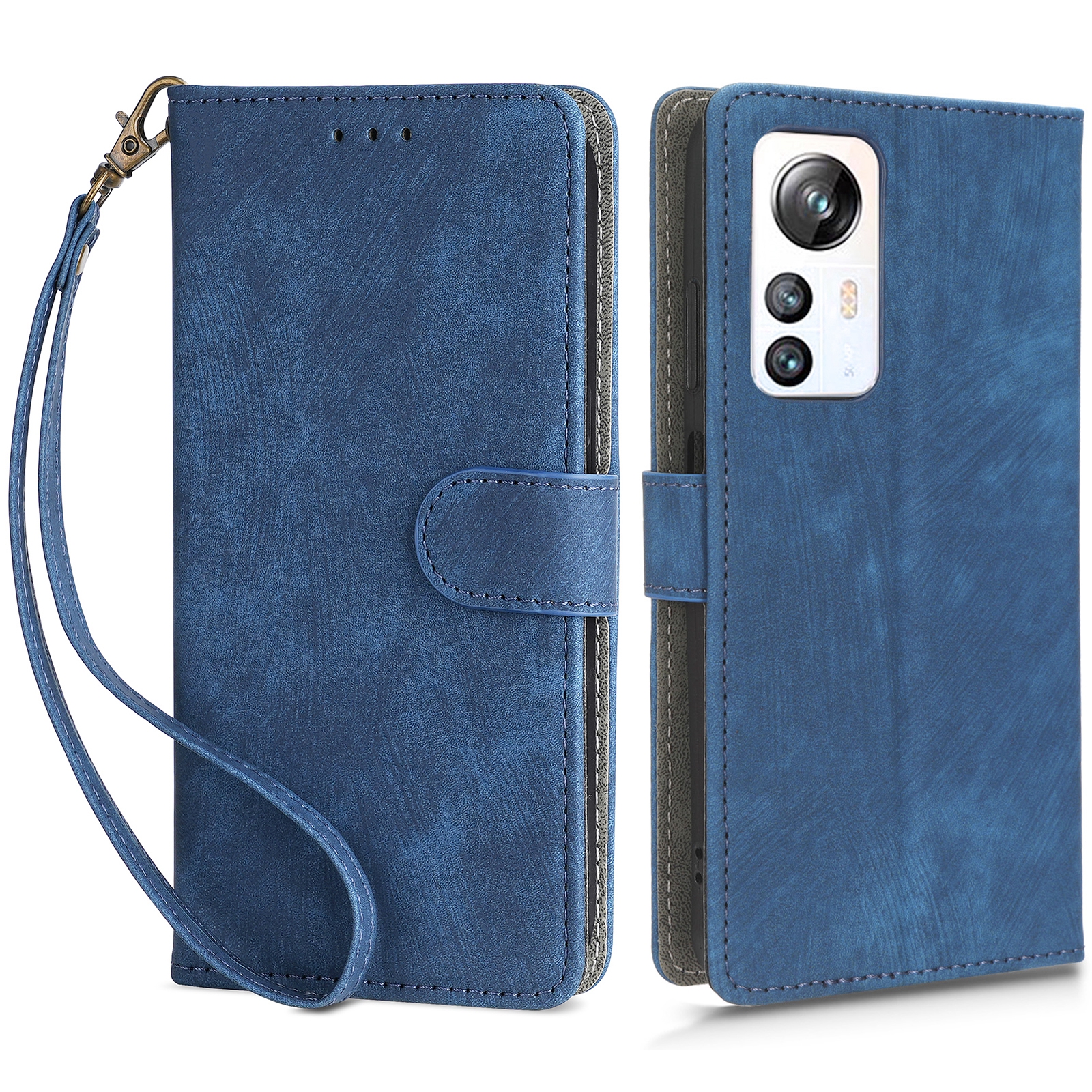 

Für Blackview A85 PU Leder Flip Wallet Case RFID -blockierungsständer Telefonabdeckung Mit Riemen - Blau, Blackview A85