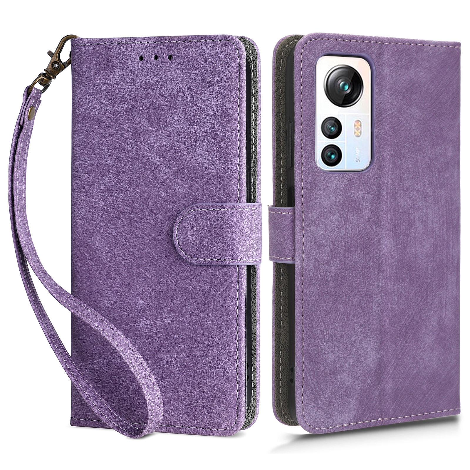 

Für Blackview A85 PU Leder Flip Wallet Case RFID -blockierungsständer Telefonabdeckung Mit Riemen - Lila, Blackview A85