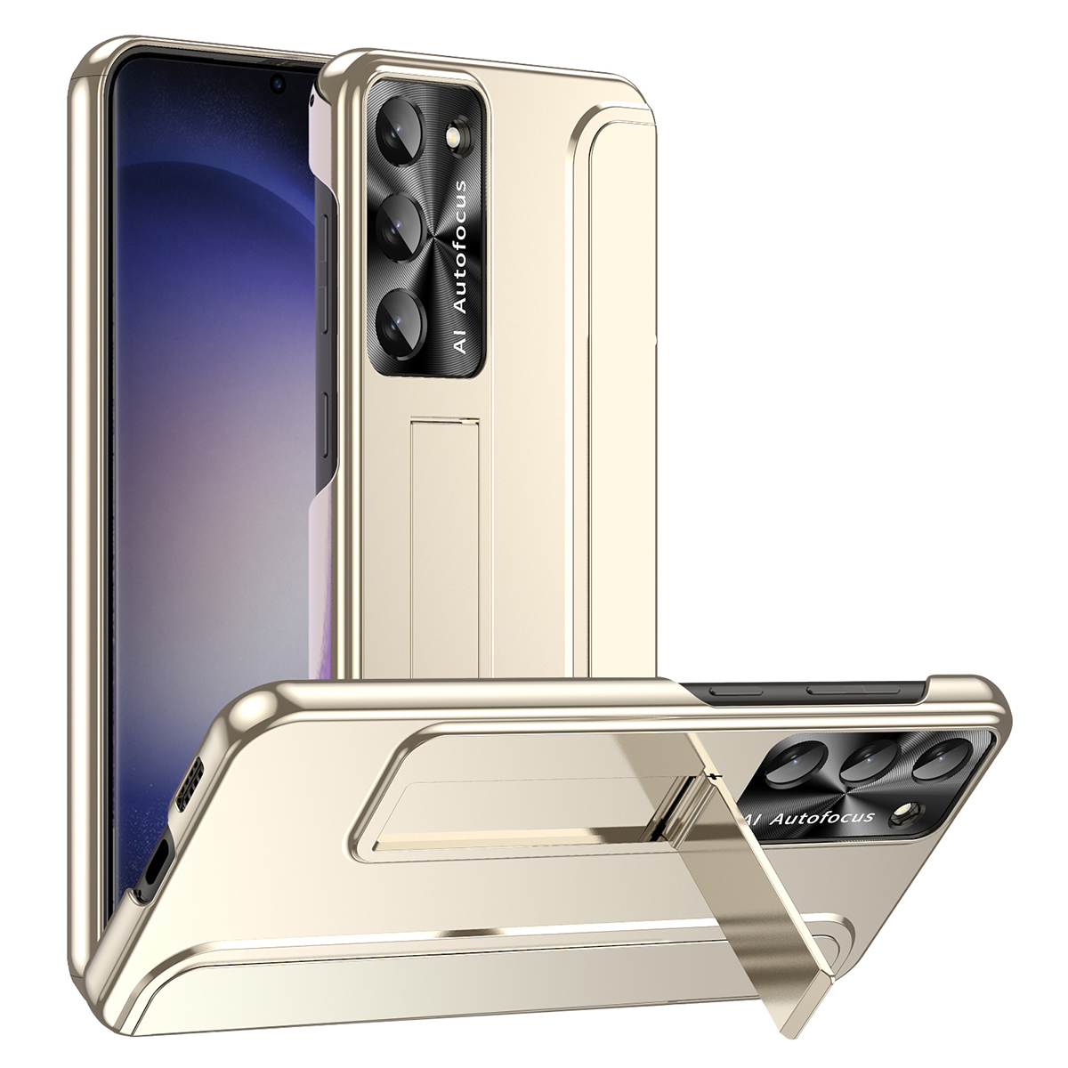 

Für Samsung Galaxy S23 Hard PC Electroplating Phone Case Kick-stand-anti-rutsch-abdeckung - Champagner Gold, Galaxy S23