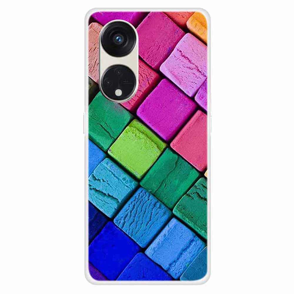 

Für Oppo Reno8 T 5g / A1 Pro 5G Telefon Tpu-fall Muster Druck Drop-sof-proof-mobiltelefonabdeckung - Farbenfroher Block, Oppo Reno8 T 5G