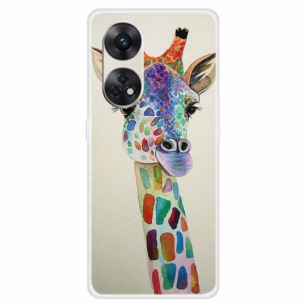 

Für Oppo Reno8 T 4G Muster Druckphase Hülle Anti-kratzer-telefon-tpu-deckung - Farbenfrohe Giraffe, Oppo Reno8 T 4G