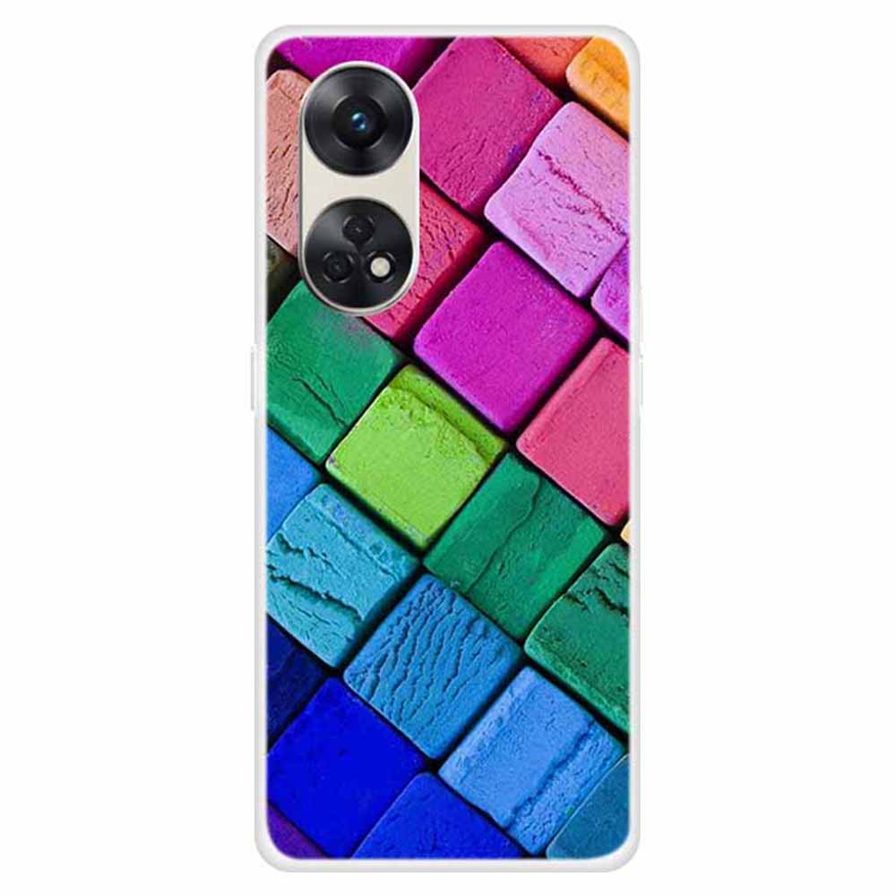 

Für Oppo Reno8 T 4G Muster Druckphase Hülle Anti-kratzer-telefon-tpu-deckung - Farbenfroher Block, Oppo Reno8 T 4G