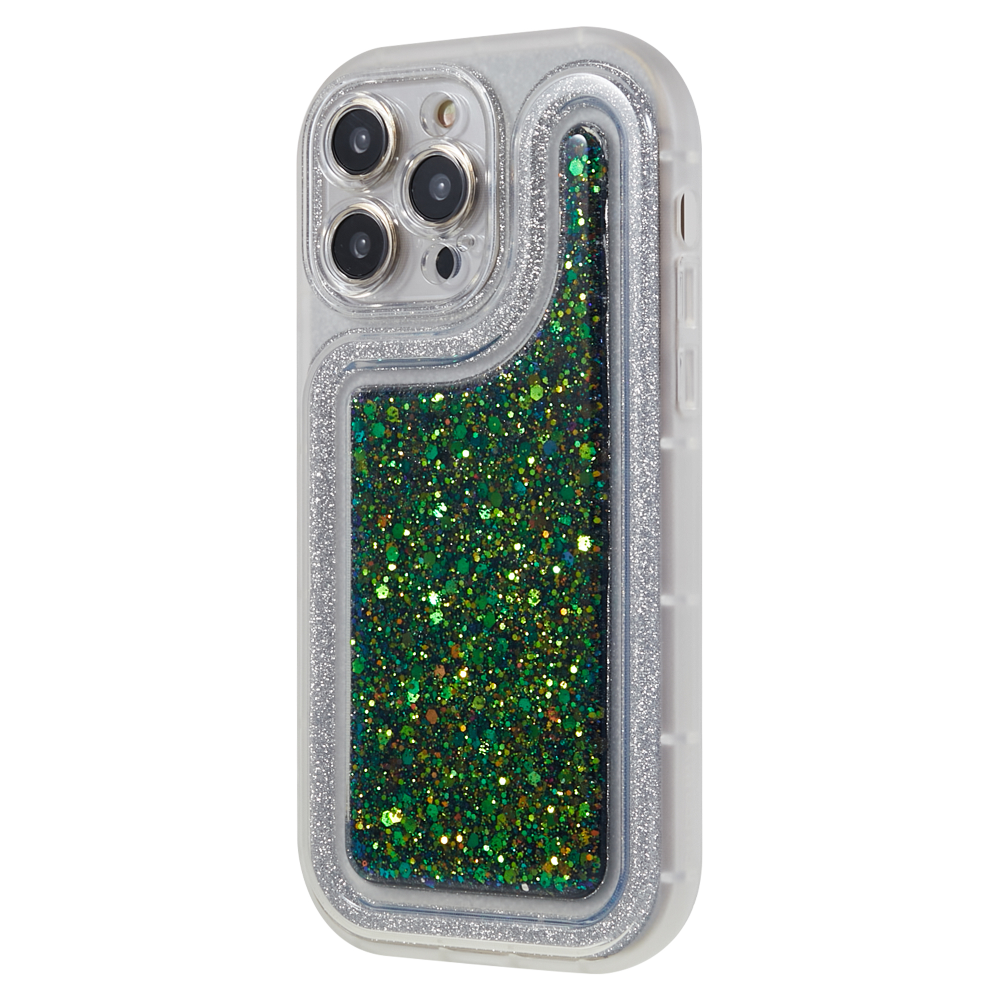 

Für Iphone 14 Pro Glitter Sparkle Epoxy Phone Hülle TPU Protective Scratch-resistant Deckung - Schwarzgrün, iPhone 14 Pro