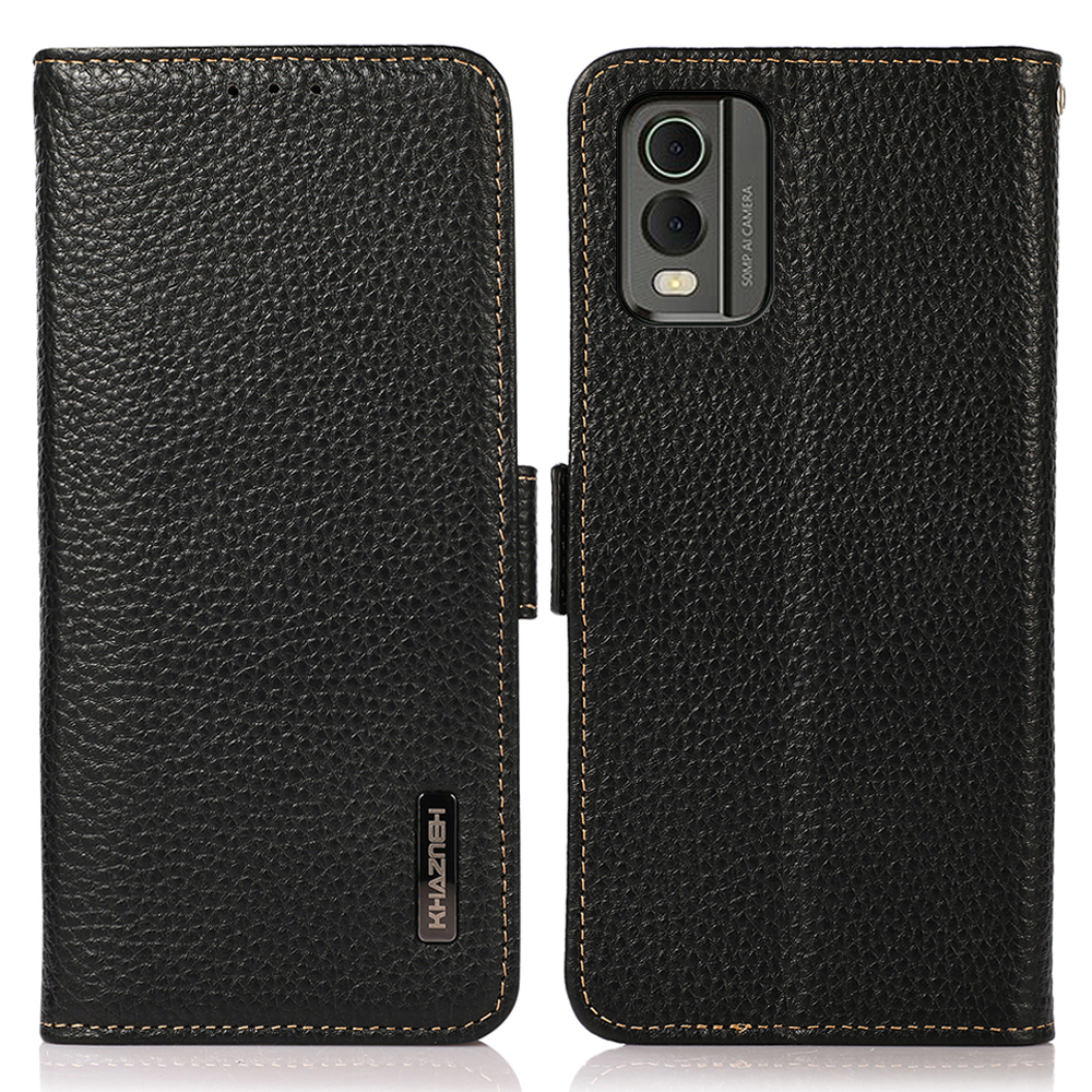 

Khazneh Anti-drop-telefonhülle Für Nokia C32 RFID Blockieren Echter Kuh Leder Brieftasche - Schwarz, Nokia C32