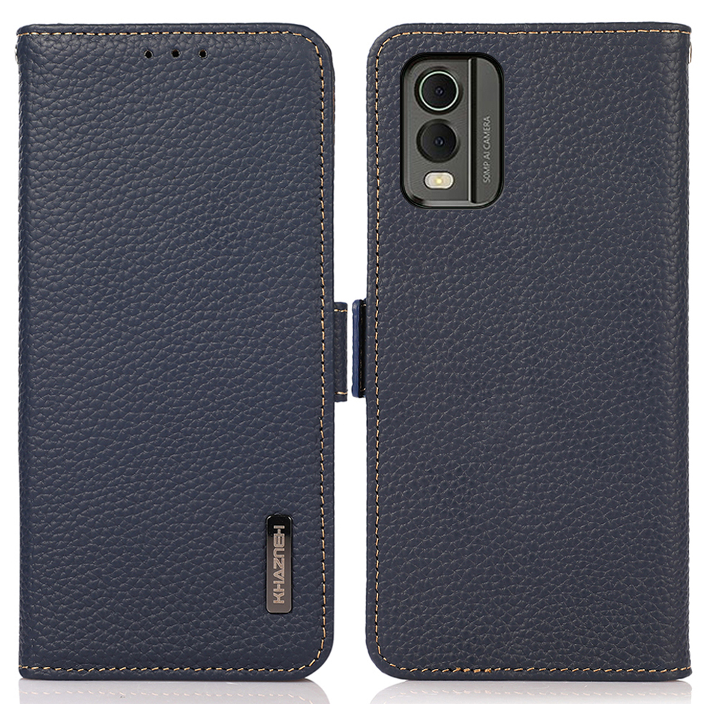 

Khazneh Anti-drop-telefonhülle Für Nokia C32 RFID Blockieren Echter Kuh Leder Brieftasche - Blau, Nokia C32