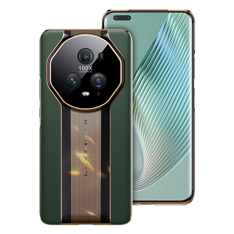 

PU Lederbeschichtete Pc-telefonhülle Für Honor Magic5 Pro, Anti-scratch-schutzhandyabdeckung - Grün, Honor Magic5 Pro