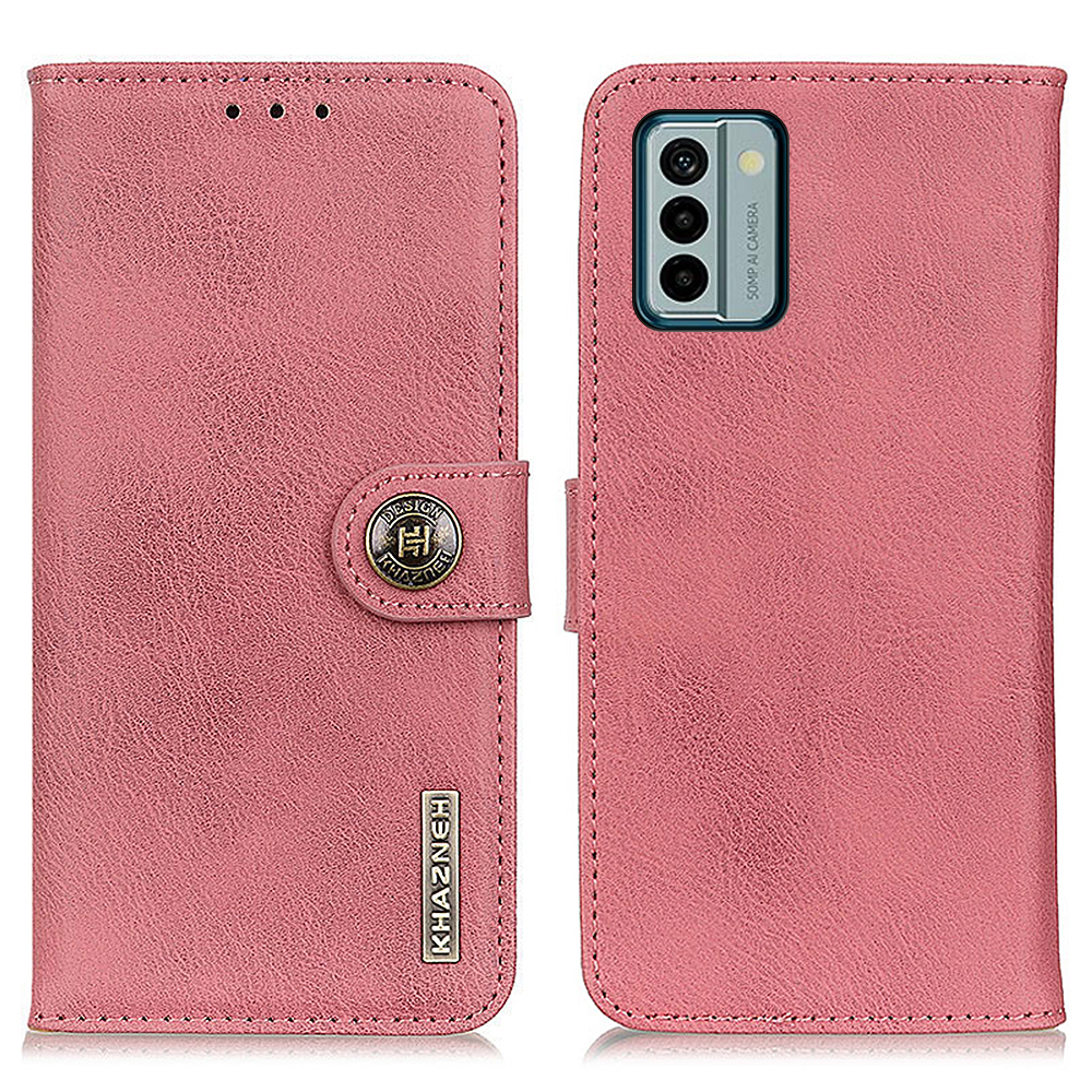

Khazneh Für Nokia G22 Telefon Shell Stand Wallet PU Leder Hülle Cowide Textur Handyabdeckung - Rosa, Nokia G22