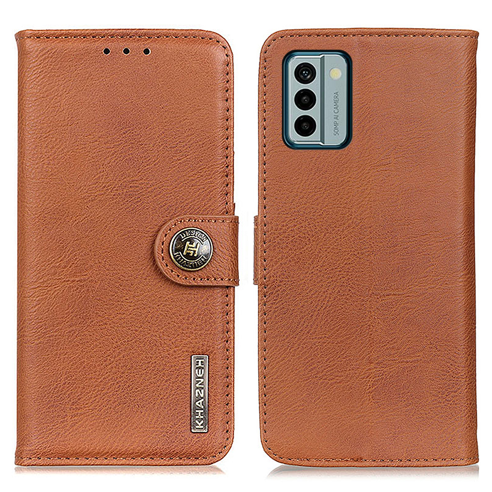 

Khazneh Für Nokia G22 Telefon Shell Stand Wallet PU Leder Hülle Cowide Textur Handyabdeckung - Braun, Nokia G22