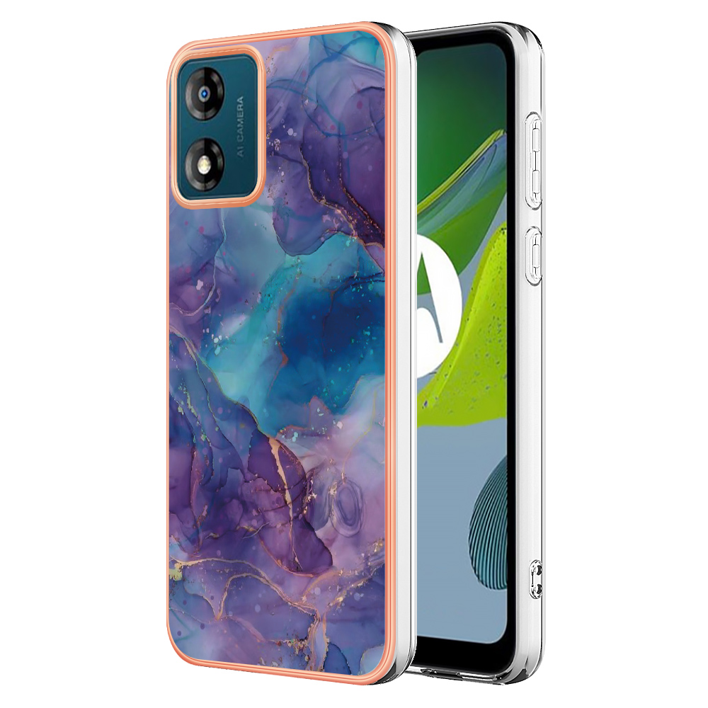 

Tpu-telefonkoffer Für Motorola Moto E13 4g, YB IMD Series-16-style E Marmormuster 2,0 mm Elektroplatten Imd-telefonabdeckung - Lila, Motorola Moto E13 4G