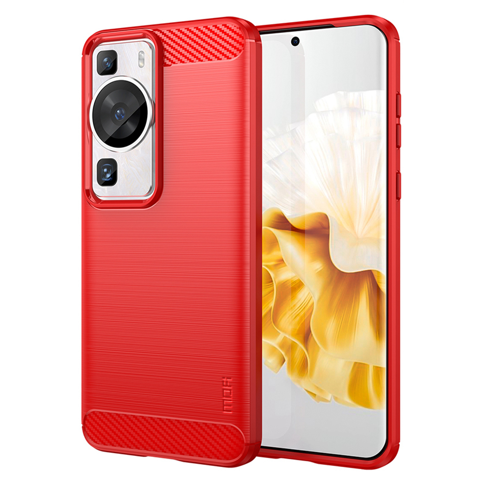 

Mofi JK TPU Serie-1 Für Huawei P60 Pro / P60 Carbonfasertextur Gebürstete Telefonschale TPU -telefonabdeckung - Rot, Huawei P60 Pro