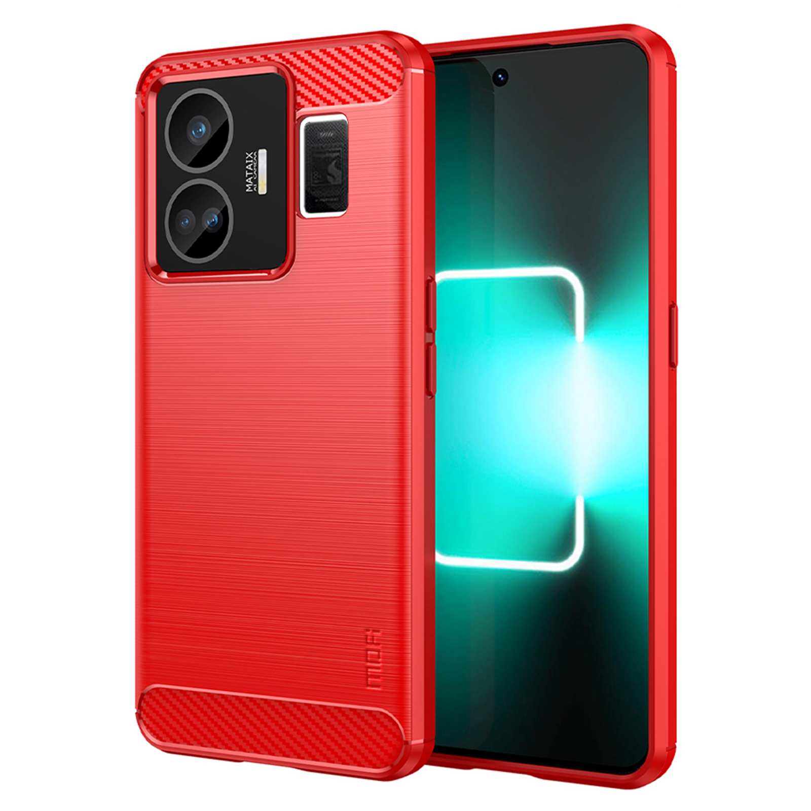 

Mofi JK TPU Serie-1 Rückcover Für Realme GT3 5G / GT Neo 5 5G Kohlefaser Gebürstete TPU -telefonschale Gebürstet - Rot, Realme GT3 5G