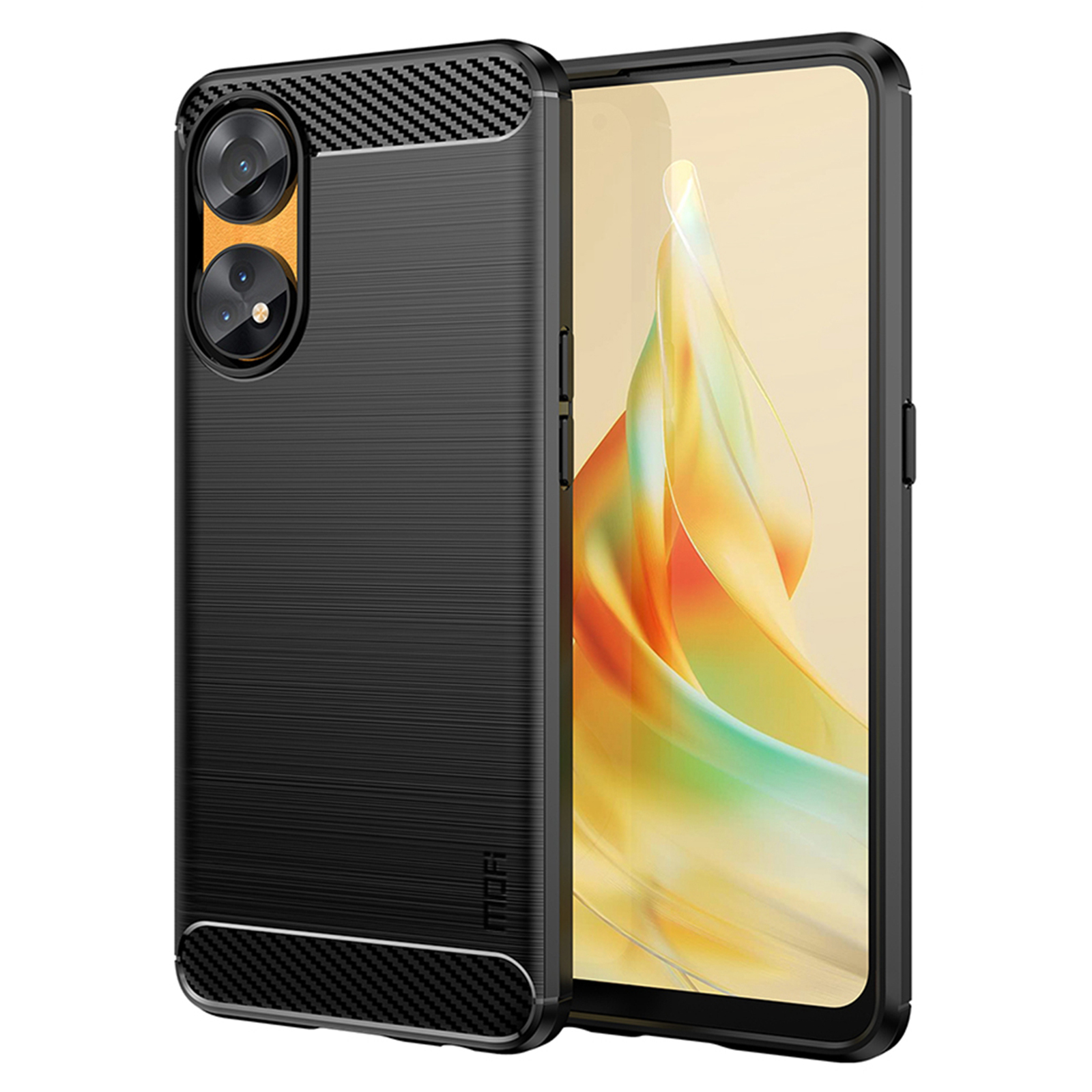 

Mofi JK TPU Serie-1 Für Oppo Reno8 T 4G Carbonfaser Rückdecke Bürstete Tpu-telefonschale Gebürstet - Schwarz, Oppo Reno8 T 4G