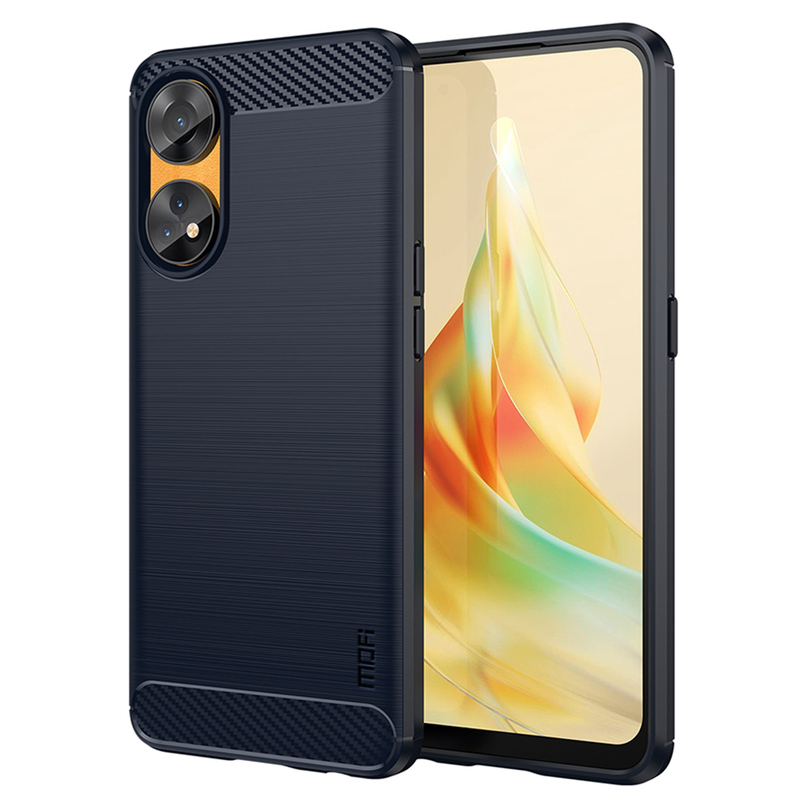 

Mofi JK TPU Serie-1 Für Oppo Reno8 T 4G Carbonfaser Rückdecke Bürstete Tpu-telefonschale Gebürstet - Blau, Oppo Reno8 T 4G