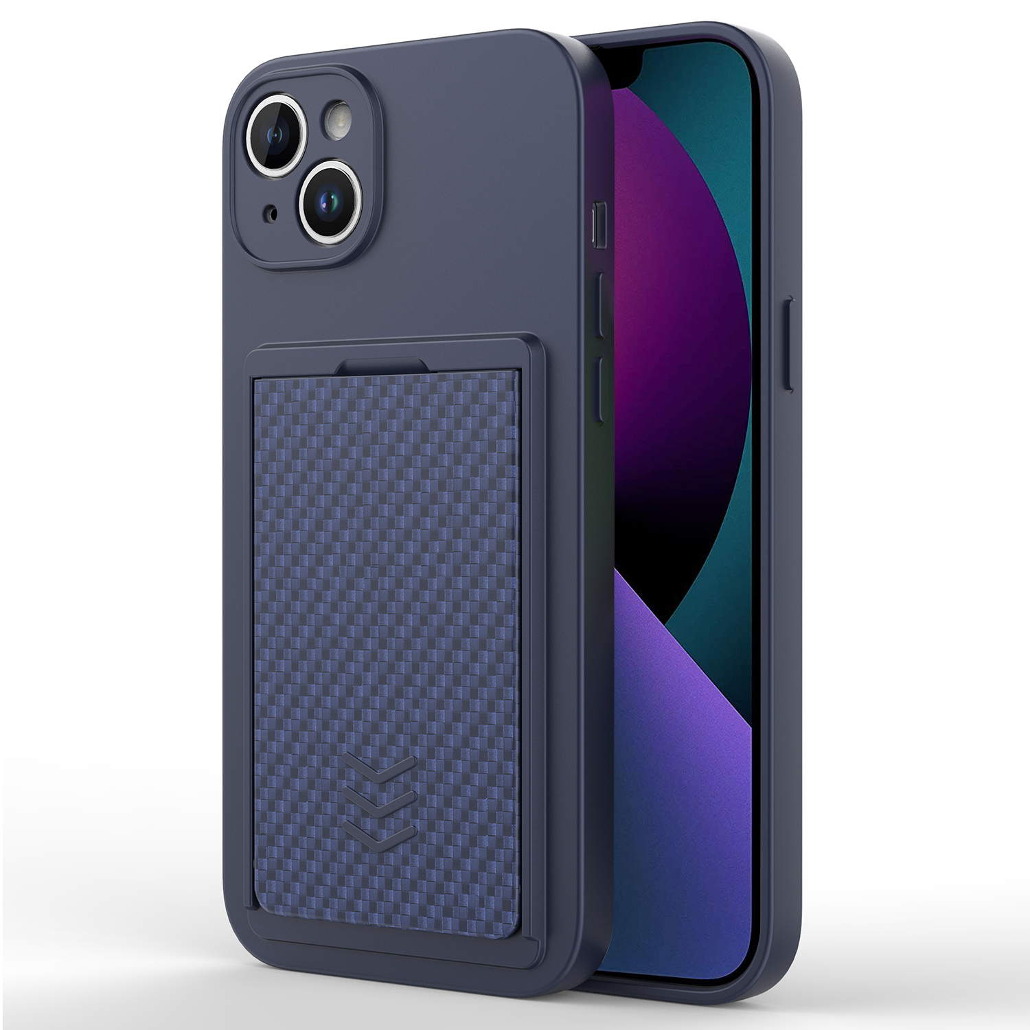 

Für Das Iphone 13 TPU -telefonhülle Schutz Telefonabdeckung Mit PC Slide Card Holder - Blau Schwarz, iPhone 13
