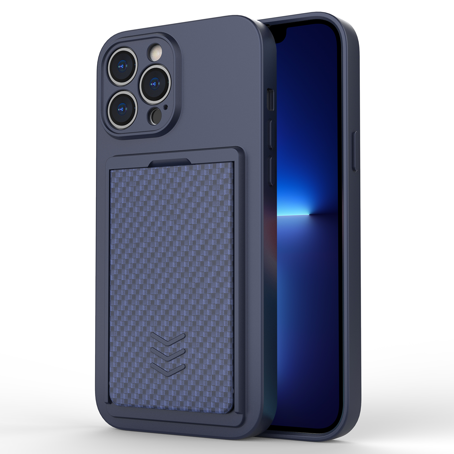 

Für Iphone 13 Pro Max Schockdelie -hülle TPU -abdeckung Mit PC -slide -kartenhalter - Blau Schwarz, iPhone 13 Pro Max