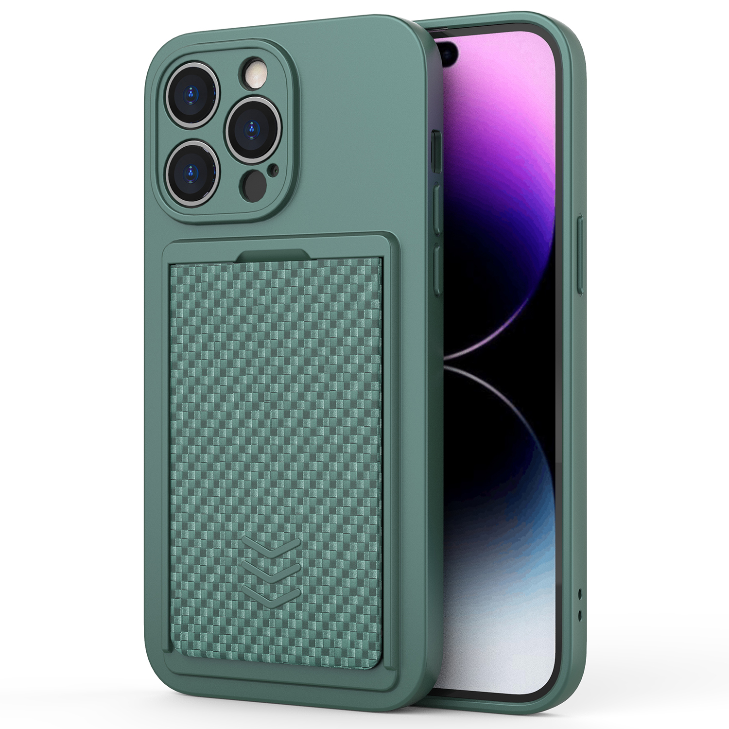 

PC Dia-kartenhalter-telefonhülle Für Iphone 14 Pro Max, Anti-drop-tpu-abdeckung - Dunkelgrün, iPhone 14 Pro Max
