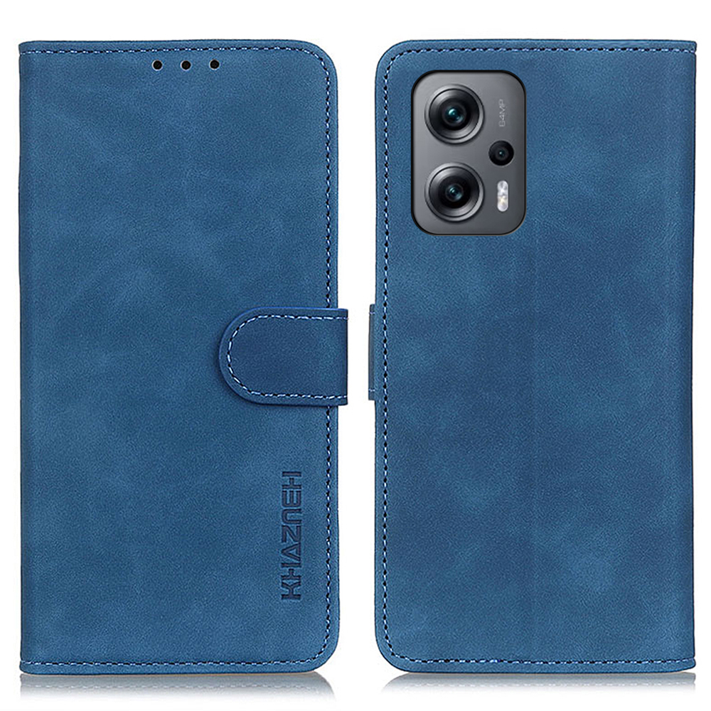 

Khazneh Für Xiaomi Redmi Note 12 Turbo PU Leder Telefonabdeckung Retro Textur Wallet Stand Hülle - Blau, Xiaomi Redmi Note 12 Turbo