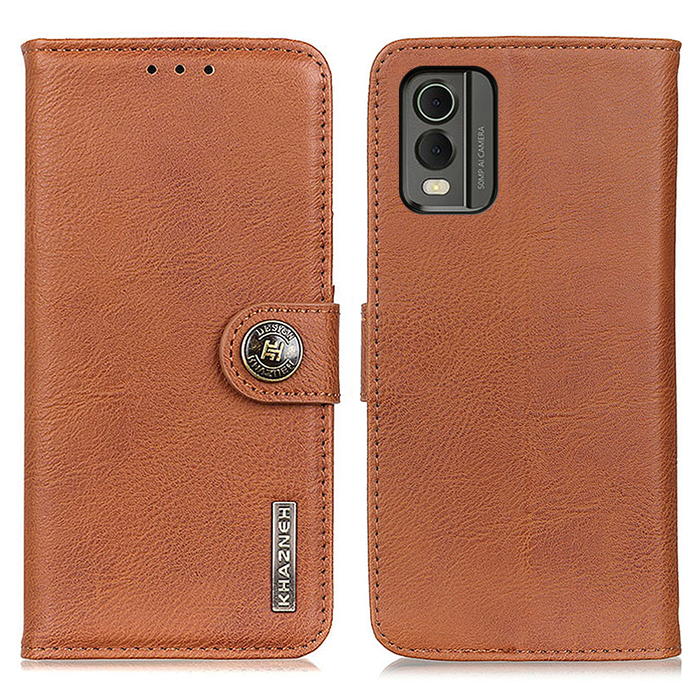 

Khazneh Für Nokia C32 PU Leder Brieftasche Hülle Cowide Textur Mobiltelefon Ständer Cover - Braun, Nokia C32