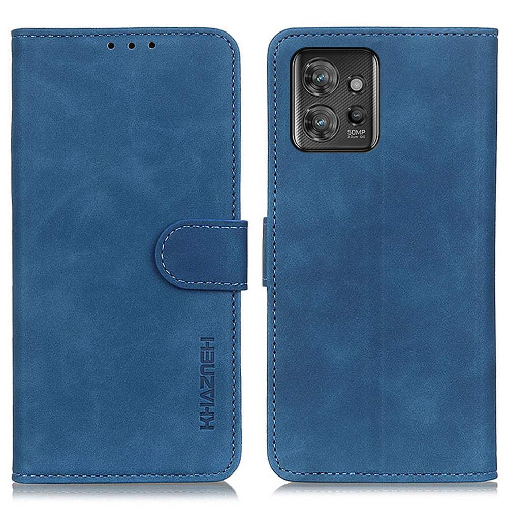 

Khazneh Für Motorola Thinkphone 5G Leder Telefonständer Hülle Retro Textur Wallet Mobiltelefonabdeckung - Blau, Motorola ThinkPhone 5G