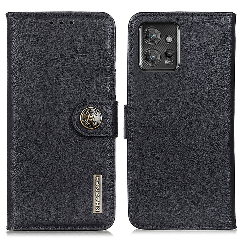 

Khazneh Für Motorola Thinkphone 5G Handy Hülle Wallet Stand PU Leder Cowide Texturabdeckung - Schwarz, Motorola ThinkPhone 5G