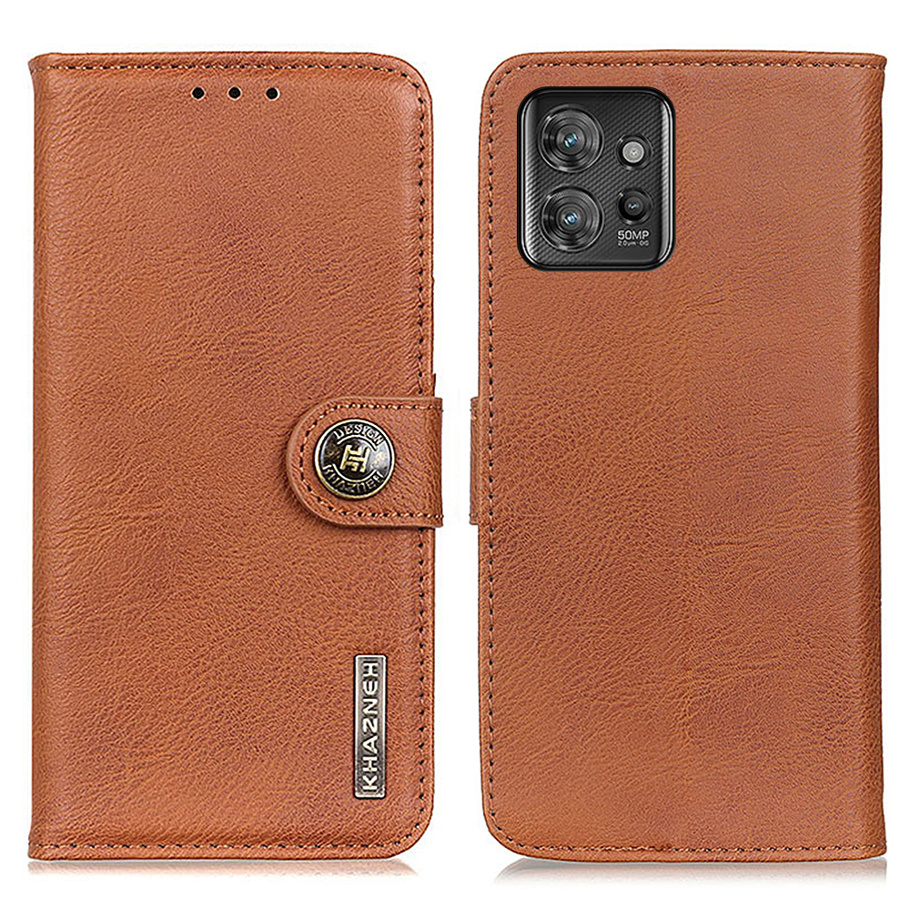 

Khazneh Für Motorola Thinkphone 5G Handy Hülle Wallet Stand PU Leder Cowide Texturabdeckung - Braun, Motorola ThinkPhone 5G