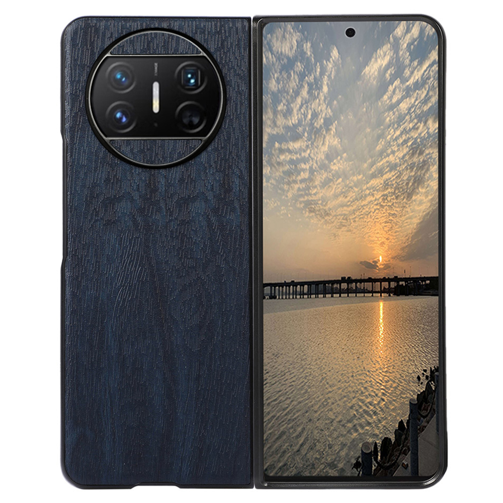 

Für Huawei Mate X3 5G Holztextur-telefonhülle Anti-drogen-leder-pc-telefonabdeckung - Blau, Huawei Mate X3 5G