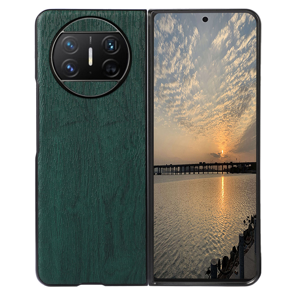 

Für Huawei Mate X3 5G Holztextur-telefonhülle Anti-drogen-leder-pc-telefonabdeckung - Grün, Huawei Mate X3 5G