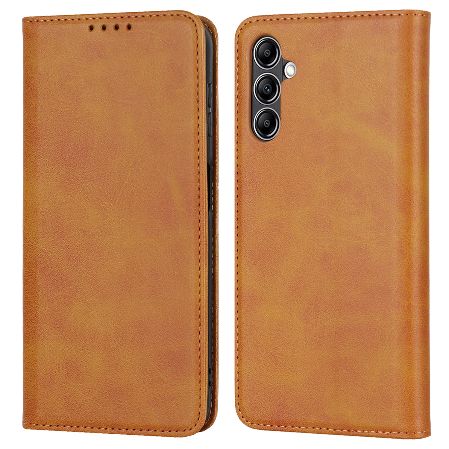 

Für Samsung Galaxy A14 5G PU Leder Phone Hülle Wade Textur Stand Wallet Folio Cover - Hellbraun, Galaxy A14 5G