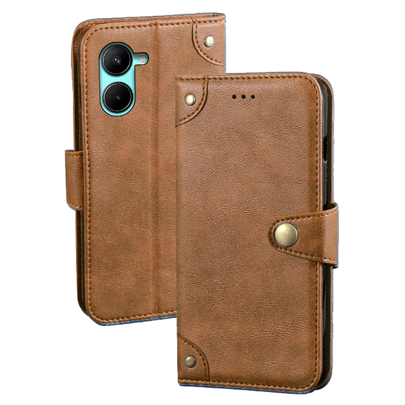

IDEWEI Für Realme C33 2023 4G Anti-scratch-telefonhülle PU Leder Brieftaschen-smartphone-ständer Telefonabdeckung - Braun, Realme C33 2023 4G