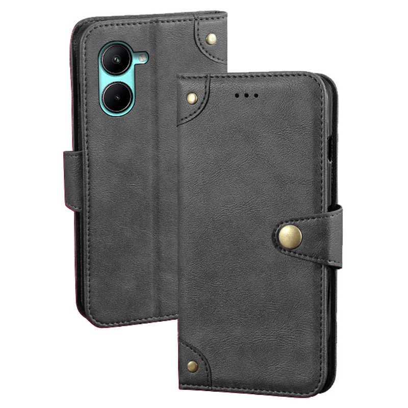 

IDEWEI Für Realme C33 2023 4G Anti-scratch-telefonhülle PU Leder Brieftaschen-smartphone-ständer Telefonabdeckung - Schwarz, Realme C33 2023 4G