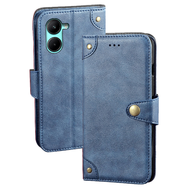 

IDEWEI Für Realme C33 2023 4G Anti-scratch-telefonhülle PU Leder Brieftaschen-smartphone-ständer Telefonabdeckung - Blau, Realme C33 2023 4G